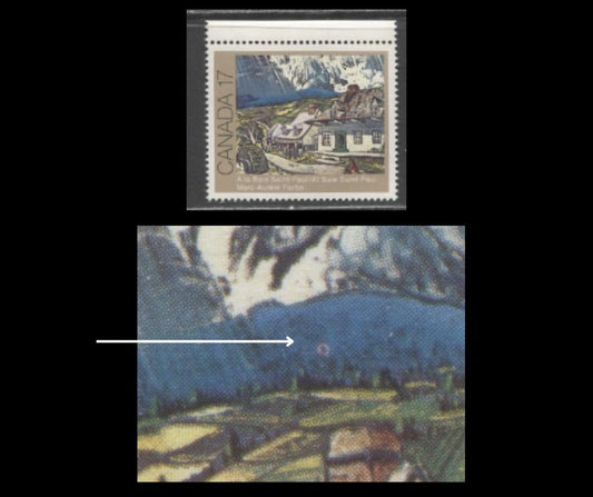 Lot 400 Canada #887i 17c Multicoloured At Baie St. Paul, 1981 Canadian Painters, A VFNH Single, Donut Flaw on Escarpment (Pos. 4), DF1/DF 1 Paper, Possibly Constant or Tertiary