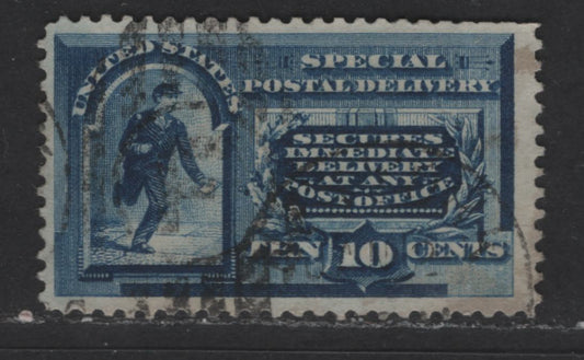 Lot 403 United States Of America #E2 10c Blue Messenger Running, 1888 Special Delivery Issue, A Fine Used Single Fine Centering, Light Cancel But Clipped Perfs