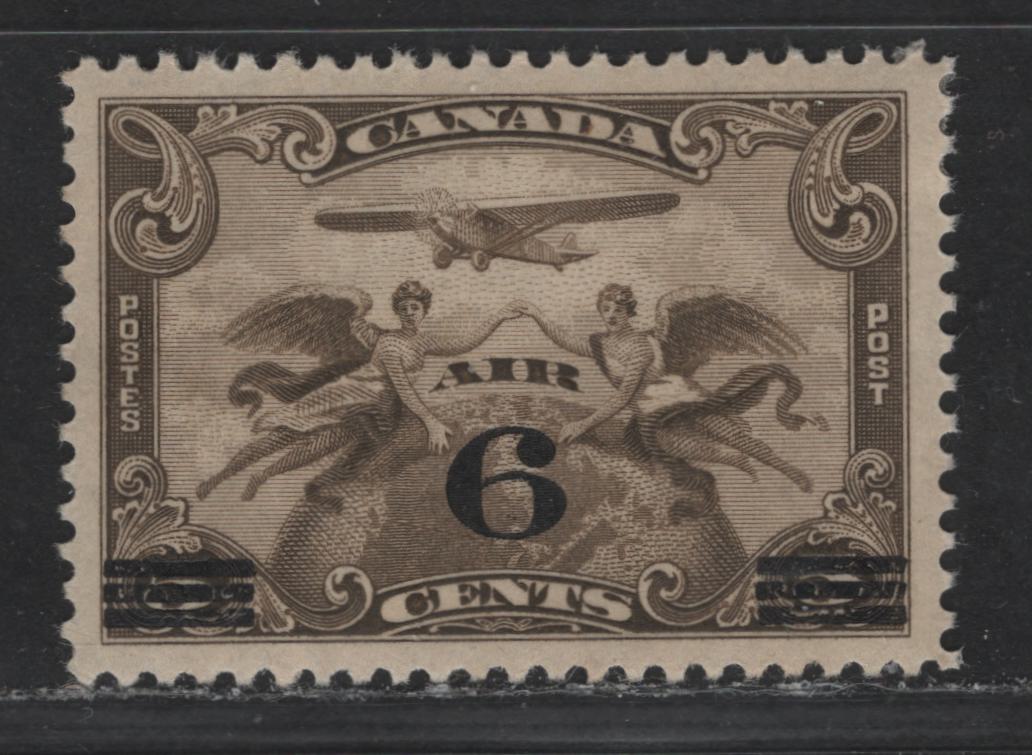 Canada #C3 6c On 5c Olive Brown Winged Figures, 1932 Surcharged Airmail Issue, A VFOG Single