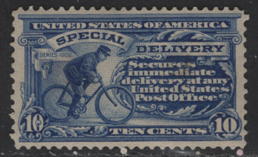 Lot 407 United States Of America #E6 10c Ultramarine Messenger On Bicycle, 1902 Watermarked Special Delivery Issue, A VFOG Single Perf. 12, Double-Lined USPS Watermark