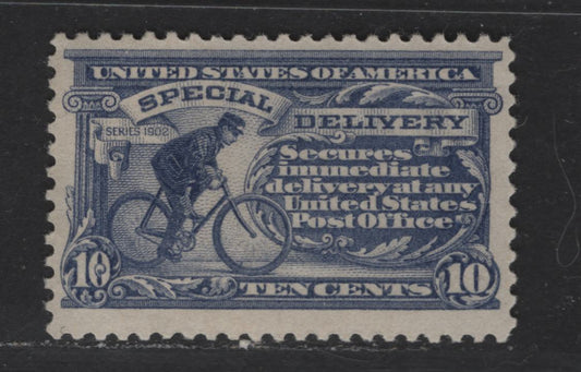 Lot 413 United States Of America #E11c 10c Blue Messenger On Bicycle, 1917 Unwatermarked Special Delivery Issue, A VGNH Singles Perf 11, Fine Appearance, Corner Crease At Upper Left