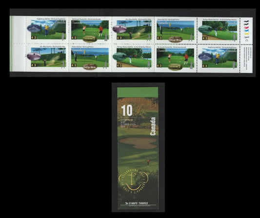 Canada #BK176b 43c Multicoloured Banff Springs - Royal Montreal Golf Clubs, 1995 Golf In Canada Issue, A VFNH Complete Booklet Of 10 Sealed Cover (Field Stock)