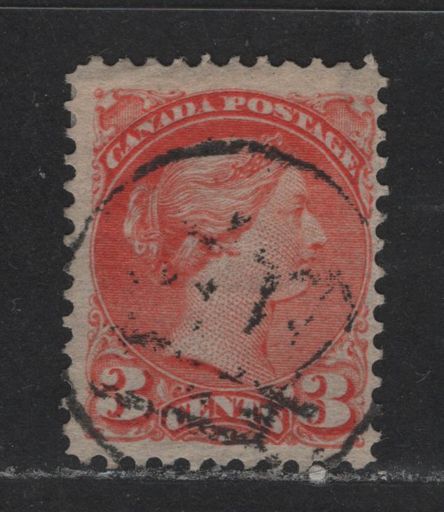 Lot 421 Canada #41 3c Vermilion Queen Victoria, 1870-1897 Small Queen Issue, A Fine Used Single Second Ottawa Printing With Scarce Ottawa Crown Cancel