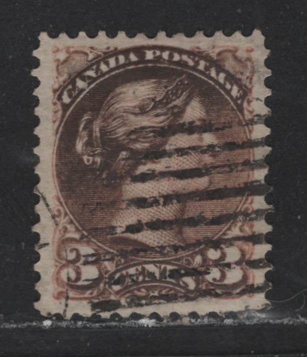 Lot 422 Canada #37 3c Black (Orange) Queen Victoria, 1870-1897 Small Queen Issue, A VF Used Single A Nearly Fully Oxidized Example Showing The Colour Change From Orange To Black, Montreal Printing, Perf. 12