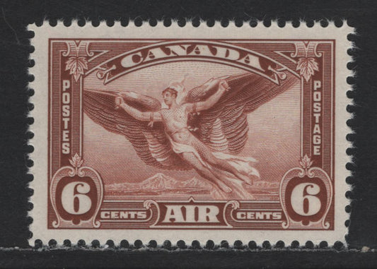 Canada #C5 6c Deep Red Brown Daedalus, 1935-1937 Dated Die Issue, A VFNH Single Vertical Wove Paper With Horizontal Mesh