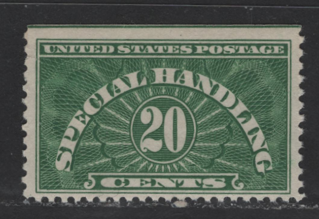 United States Of America #QE3a 20c Green Numeral On Engine Turned Background, 1925-1955 Special Handling Stamps, A Fine NH Single Dry Printings