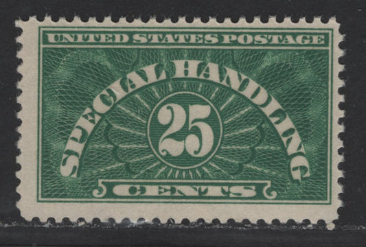 Lot 433 United States Of America #QE4 25c Dark Green Numeral On Engine Turned Background, 1925-1955 Special Handling Stamps, A Fine NH Single Wet Printing