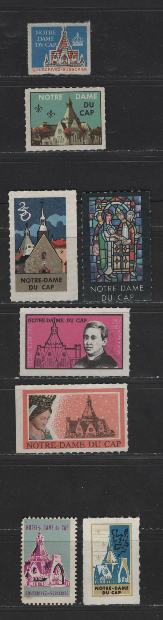 Lot 111 Canada #CC4610  Multicoloured Various Cathedral Designs, 1956-1964 Notre-Dame Du Cap Fundraising Issue, 8 Fine & VFNH Singles Issued To Find the Construction Of The Basillica