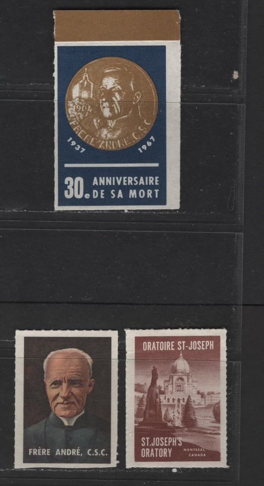Lot 111 Canada #CC4650  Multicoloured Brother Andre, 1958-1964 Oratoire St. Joseph Memorial Issues, 3 Fine & VFNH Singles Issued To Fund Construction of Basilica