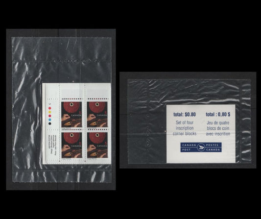 Canada #1677 5c Multicoloured Weaving, 1999-2007 Traditional Trades Definitives, A VFNH Sealed Pack of Inscription Blocks Type 7B DF Blue & White Cardboard Insert