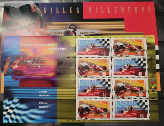 Lot 447 Canada  #1648b 45c & 90c Multicoloured Gilles Villenueve, 1997 Gilles Villeneuve Issue, A VFNH Souvenir Sheet