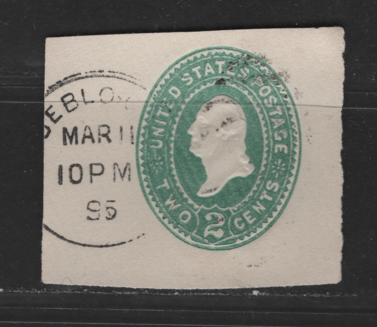 Lot 448 United States Of America #U318 2c Pale Green George Washington, 1887-1894 Plimpton Issue, A Fine Used Single On White Paper, Die 3, Showing 2 Vertical Lines At Corner Of Mouth & Ear With 2 Lines & 2 Locks Of Hair