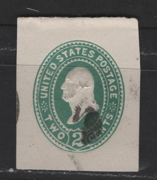 Lot 449 United States Of America #U318 2c Bluish Green George Washington, 1887-1894 Plimpton Issue, A Fine Used Single On White Paper, Die 3, Showing 2 Vertical Lines At Corner Of Mouth & Ear With 2 Lines & 2 Locks Of Hair