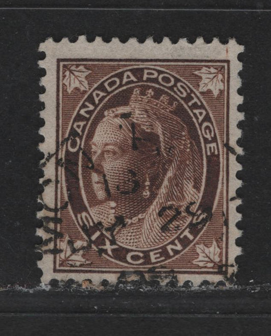 Lot 452 Canada #71 6c Dark Yellow Brown Queen Victoria, 1897-1898 Maple leaf Issue, A VF Used Single On Vertical Wove Paper