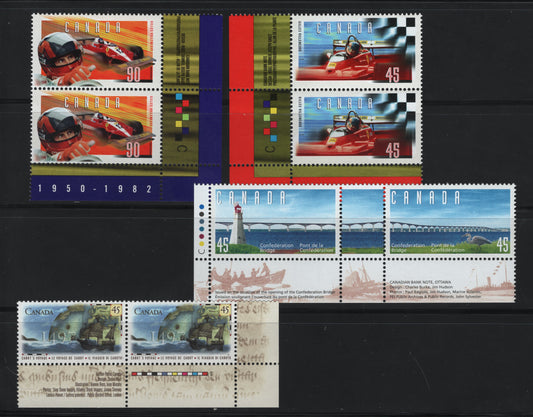 Lot 452 Canada  #1646a, 1647-1649 45c-80c Multicoloured Confederation Bridge - The Matthew, Globe & Map, 1997 Confederation Bridge - Cabot Issue, 4 VFNH Inscription Pairs