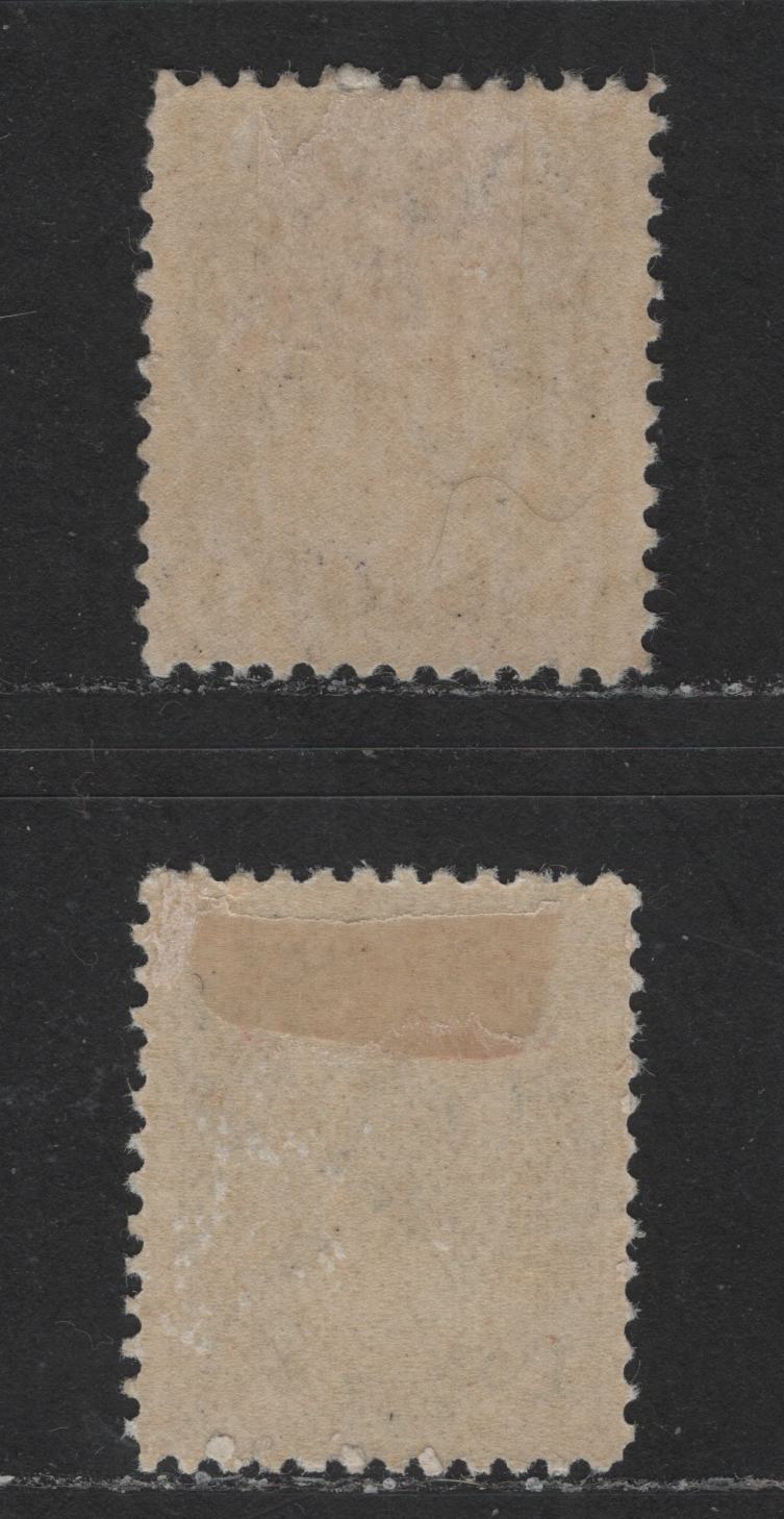 Lot 454 Canada #74, 74i 1/2c Grey Black & Deep Grey Black Queen Victoria, 1898-1902 Numeral Issue, 2 VFOG Singles On Vertical Wove Paper