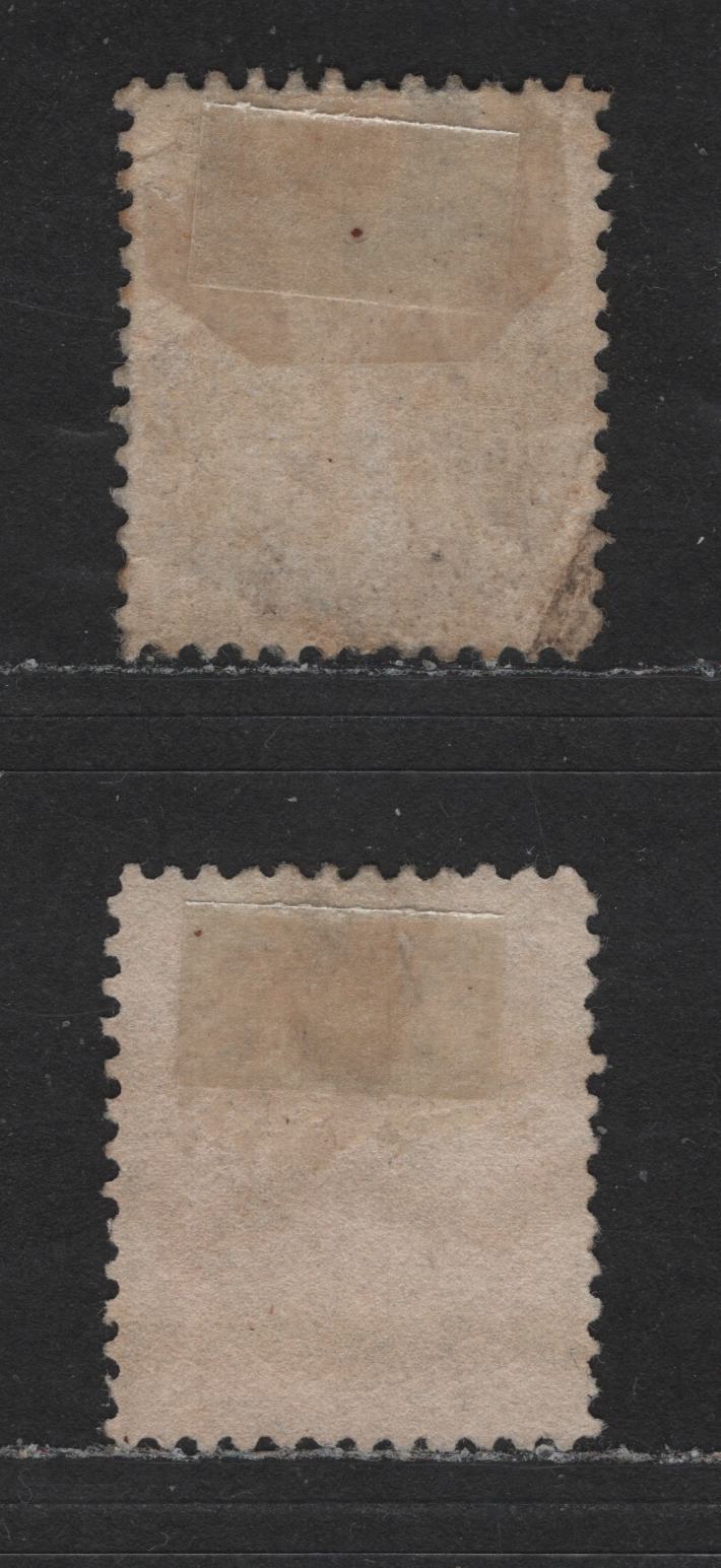 Lot 457 Canada #80xx, 82xx 6c, 8c Dark Brown & Orange Queen Victoria, 1898-1902 Numeral Issue, 2 VG Used Singles With Style "T" Precancels, Fine Appearance, But 6c With Crease