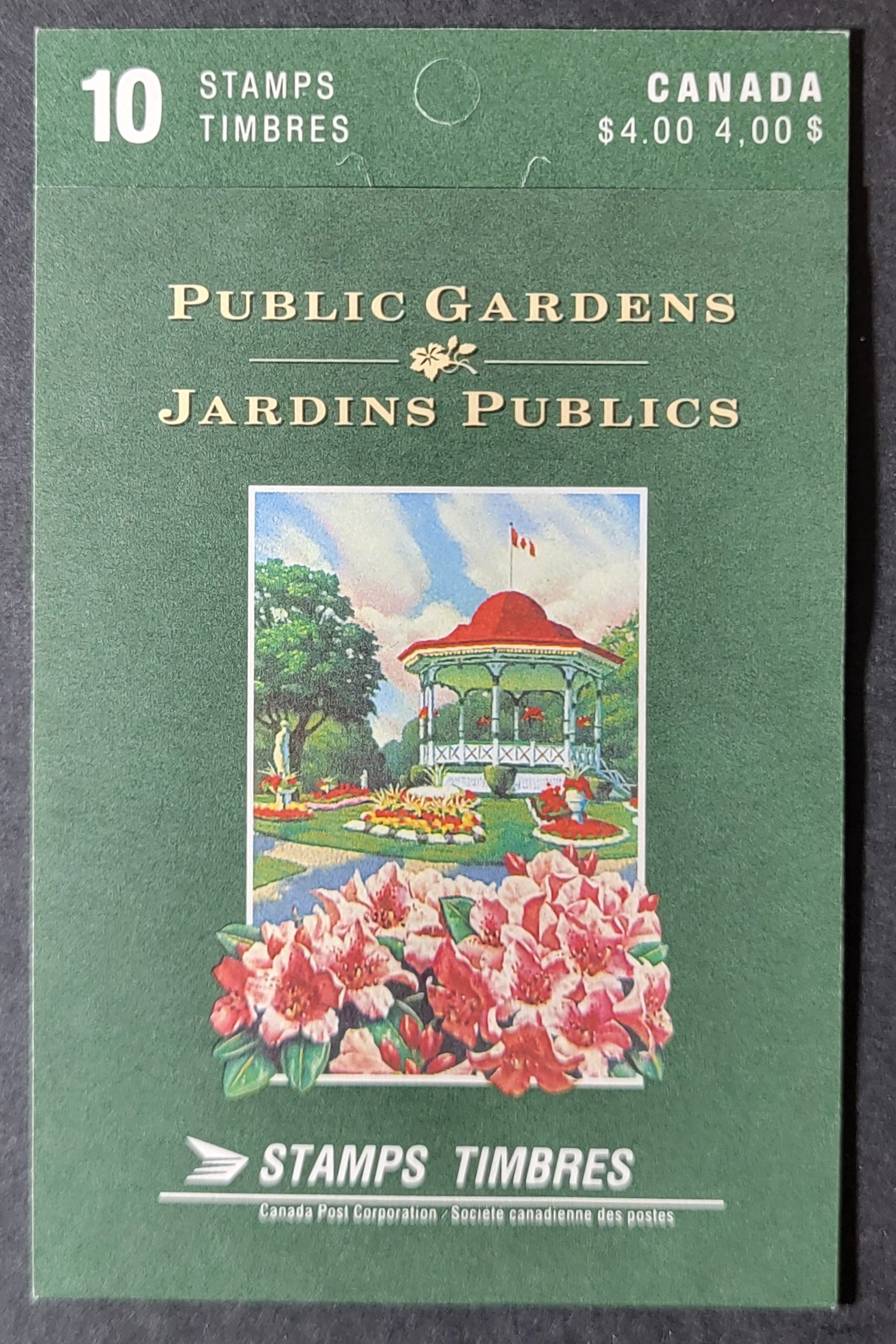 Canada #BK130b 40c Multicoloured The Butchart Gardens - Halifax Public Gardens, 1991 Public Gardens Issue, A VFNH Complete Booklet HB Cover, Pane On NF/DF Coated Papers Paper, Glued Cover