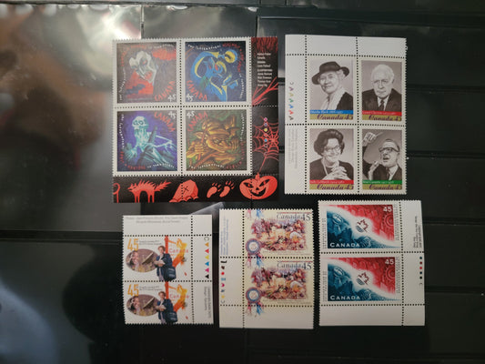 Canada  #1657/1672 45c Multicoloured The PTTI - College Fair Events, 1997 World Congress Of PTTI Labour Union - Royal Winter Agricultural Fair, 3 VFNH Inscription Pairs & 2 Inscription Blocks