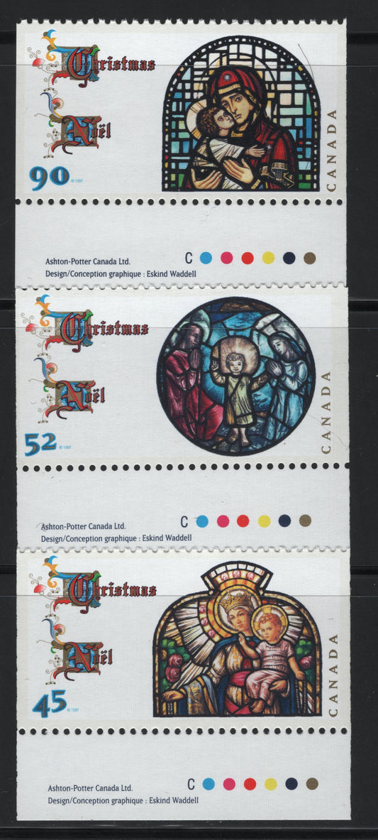 Lot 466 Canada  #1669as-1671as 45c-90c Multicoloured Our Lady Of The Rosary - Life Of The Blessed Virgin, 1997 Christmas Issue, 3 VFNH Inscription Booklet Singles