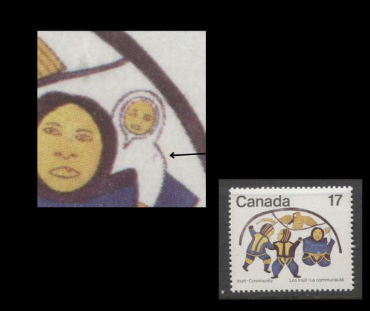 Canada #837i 17c Multicoloured, 1979 Inuit Community, A VFNH Single With “Red Stitch” Variety, From Position 9, On DF2/DF1 Paper