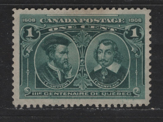 Lot 472 Canada #97 1c Green Champlain & Cartier, 1908 Quebec Tercentenary Issue, A VFOG Single