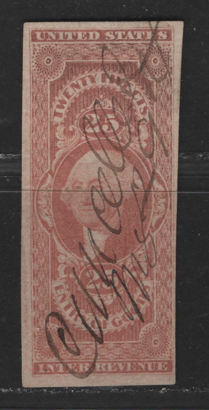 Lot 473 United States Of America #R45a 25c Dull Red George Washington, 1862-1871 First Revenue Issue, A Fine Used Single Entry of Goods, Imperforate