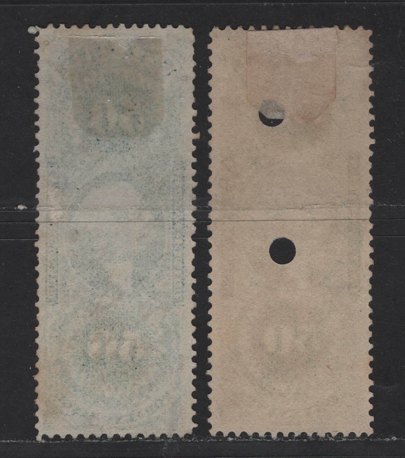 Lot 475 United States Of America #R54c, R56c 50c Blue & Dark Blue George Washington, 1862-1871 First Revenue Issue, 2 VF Used Singles Conveyance & Foreign Exchange, Perforated