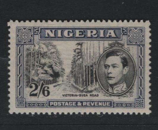 Lot 478 Nigeria #63avar (SG#58ab) 2/6d Black & Indigo Blue King George VI & Buea Road, 1938-1952 King George VI Definitive Issue, A VFNH Single, Comb Perf. 13.5, 1947 Printing