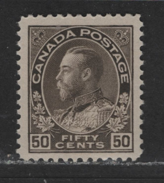 Lot 479 Canada #120 50c Black Brown King George V, 1911-1928 Admiral Issue, A VFOG Single Dry Printing, With Re-Drawn Frameline At UR