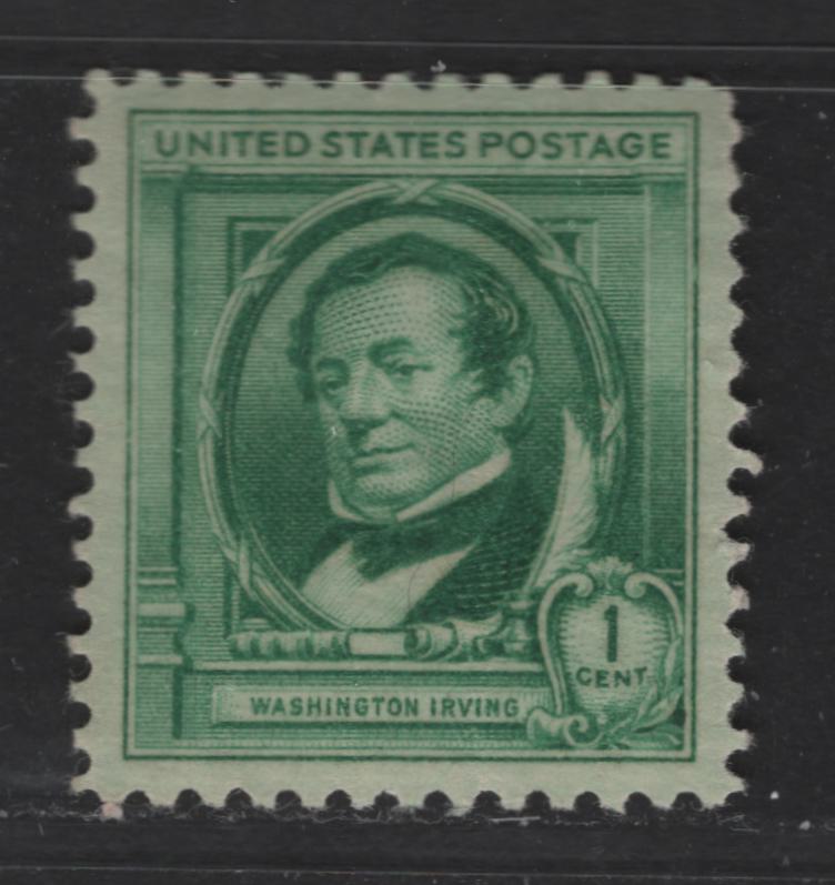 Lot 481 United States Of America #859 1c Bright Blue Green Washington Irving, 1940 Famous Americans Issue, A XF-SUP OG Single