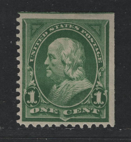 Lot 488 United States Of America #279 1c Green Benjamin Franklin, 1897-1903 Watermarked First Bureau Issue Colour Changes, A VFOG Single Upper Right Sheet Margin Single