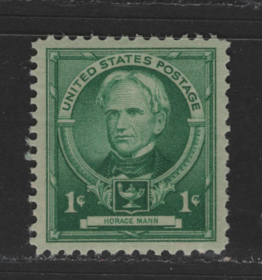 United States Of America #869 1c Bright Blue Green Horace Mann, 1940 Famous Americans Issue, A SUP NH Single