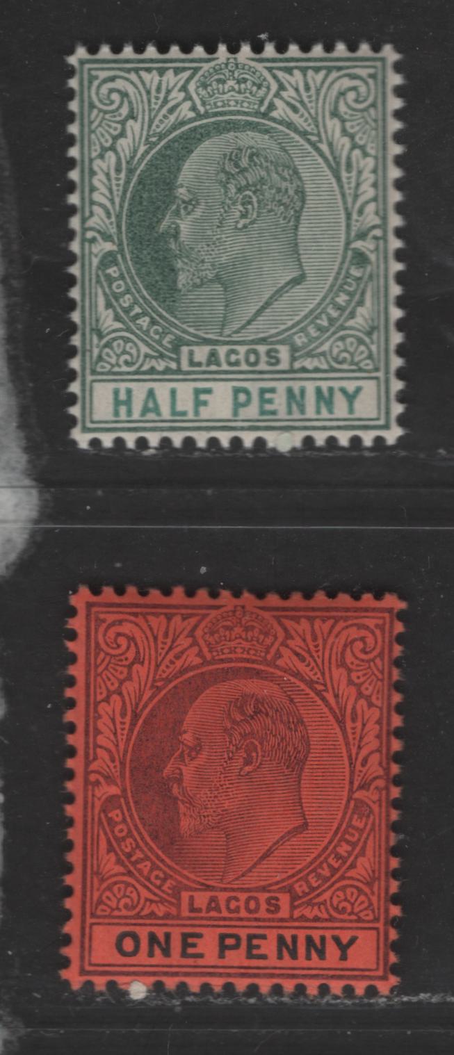 Lot 112 Lagos #40, 51 1/2d-1d Green & Dull Green And Purple & Black On Red King Edward VII, 1887-1901 De La Rue Bicoloured Keyplate Issue, 2 VFNH Singles