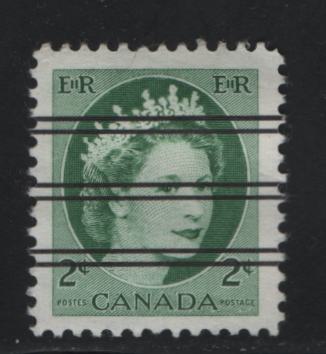 Lot 499 Canada #338xxii 2c Green Queen Elizabeth II, 1954-1962 Wilding Issue, A VF Used Single On DF Speckled Smooth Horizontal Wove Paper