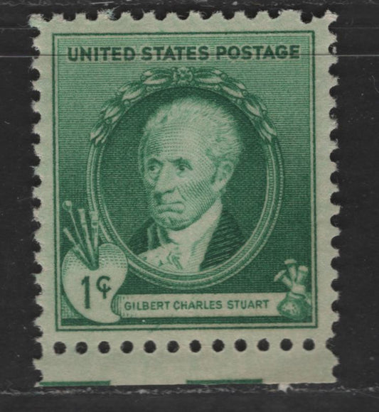 United States Of America #884 1c Bright Blue Green Gilbert Charles Stuart, 1940 Famous Americans Issue, A XFNH Single