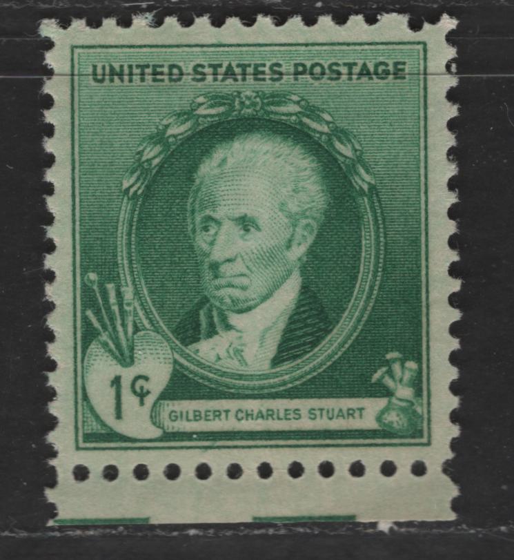 Lot 502 United States Of America #884 1c Bright Blue Green Gilbert Charles Stuart, 1940 Famous Americans Issue, A XFNH Single