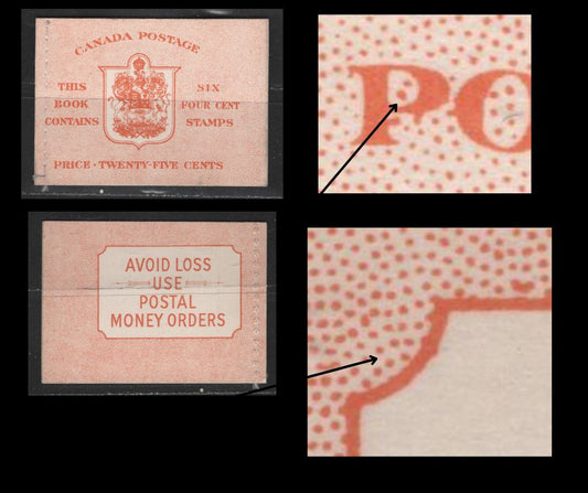 Canada #BK42b 4c Vermilion King George VI , 1949-1952 Postes-Postage Issue, A Fine NH Complete Booklet Pane of 6, English Covers, Harris Types IIi Ei, No Rate Page, Orange Cover