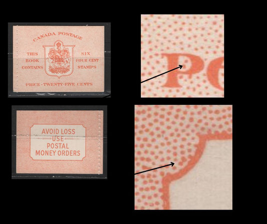 Canada #BK42b 4c Vermilion King George VI , 1949-1952 Postes-Postage Issue, A Fine NH Complete Booklet Pane of 6, English Covers, Harris Types IIi Eii, No Rate Page, Orange Cover