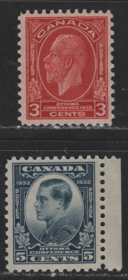 Canada #192-193 3c, 5c Deep Red & Steel Blue King George V & Prince Of Wales, 1932 Ottawa Conference Issue, 2 VFNH Singles