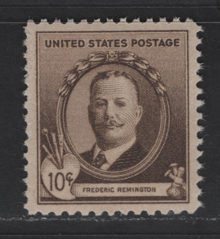 Lot 507 United States Of America #888 10c Dark Brown Frederic Remington, 1940 Famous Americans Issue, A XF-SUP NH Single