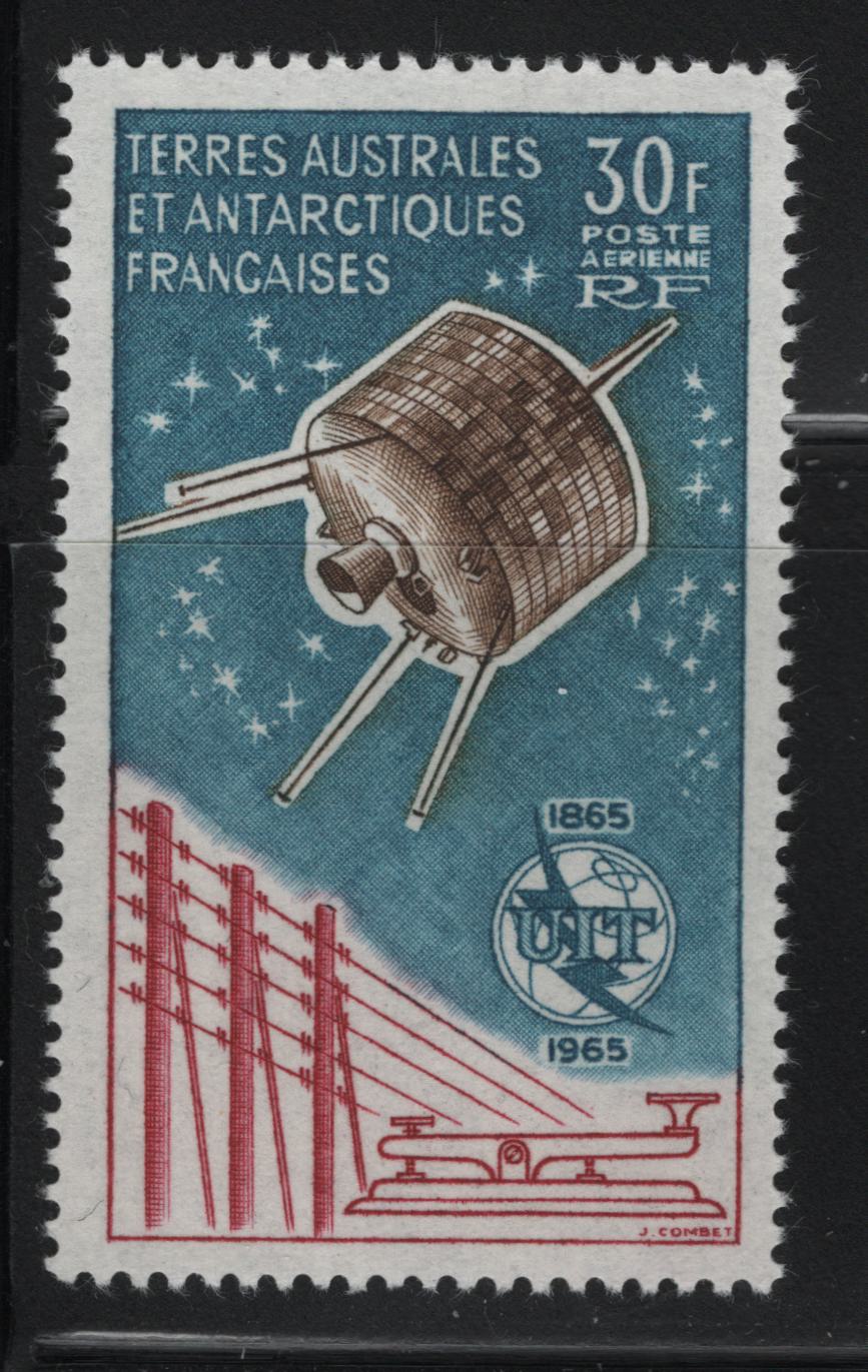 Lot 508 French Southern & Antarctic Territory #C8 30f Multicoloured Satellite, 1965 ITU Issue,  VFLH Single