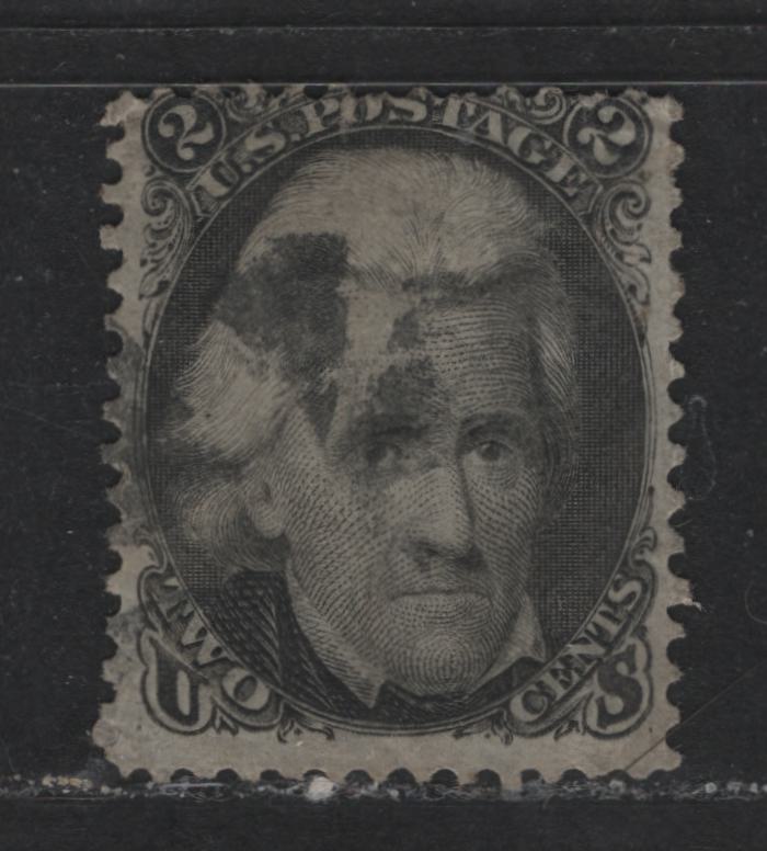 Lot 520 United States Of America #73 2c Black Andrew Jackson, 1861-1869 Civil War Issue, A Fair Used Single Without Grill, Hard White Paper, VG Appearance, But Shallow Thins