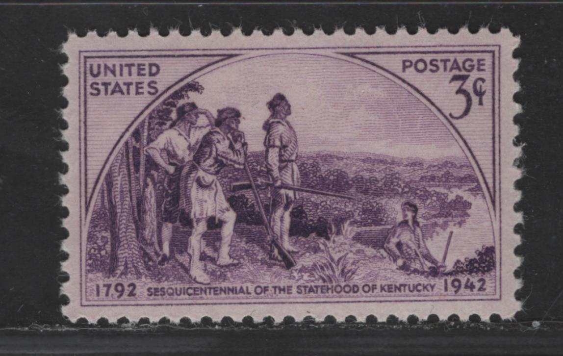 Lot 535 United States Of America #904 3c Purple Daniel Boone & Three Frontiersmen, 1942 Kentucky Statehood Issue, A XF-SUP NH Single