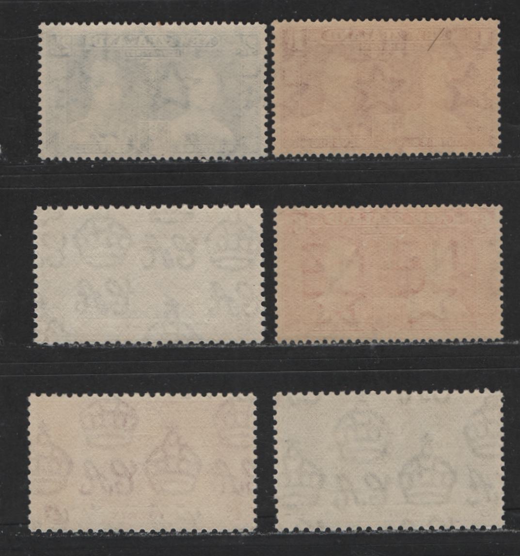 Lot 545 New Zealand & Nigeria #223-225, 50-52 1d-6d Carmine - Deep Red Orange King George VI & Queen Elizabeth, 1937 Coronation Issue, 6 Fine & VFNH Singles The Basic Sets With The Common Shades Of Each Value