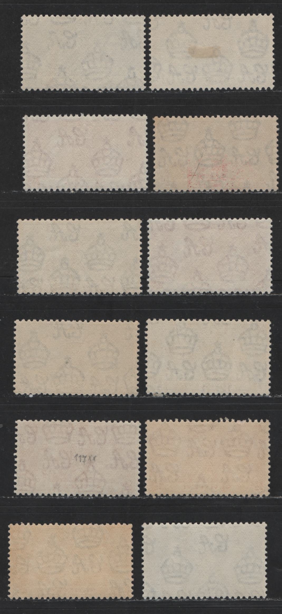 Lot 554 St. Lucia & St. Vincent #107-109, 138-140 1d-2.5d Violet - Dull Ultramarine King George VI & Queen Elizabeth, 1937 Coronation Issue, 12 VFNH Singles With Distinct Shade Varieties Of Nearly All Values