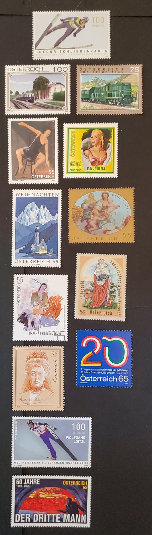 Lot 86 Austria SC#2218/2233 2009 60th Anniversary Of The Third Men - Essl Museu 10th Anniv, 13 VFNH Singles, Click on Listing to See ALL Pictures, 2017 Scott Cat. $23.4