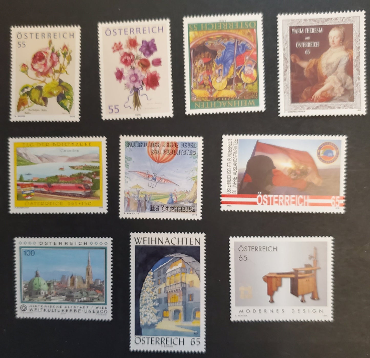 Lot 93 Austria SC#2281/B385 2010 Peter Zachi - Christmas Issues, 10 VFNH Singles, Click on Listing to See ALL Pictures, Estimated Value $29
