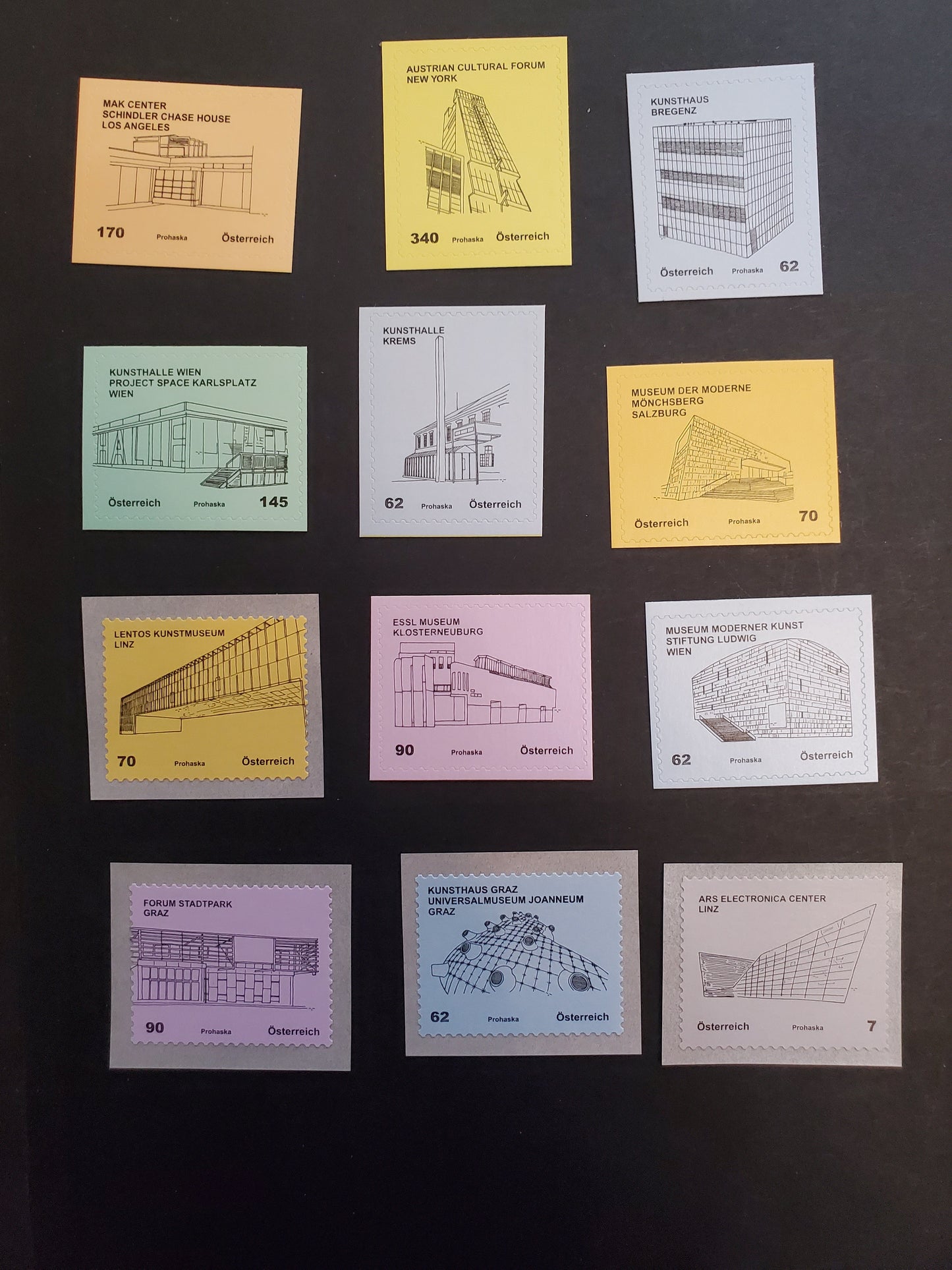 Lot 98 Austria SC#2306/2317 2011 Architecture Definitives, 12 VFNH Booklet & Coil Singles, Click on Listing to See ALL Pictures, 2017 Scott Cat. $35.45