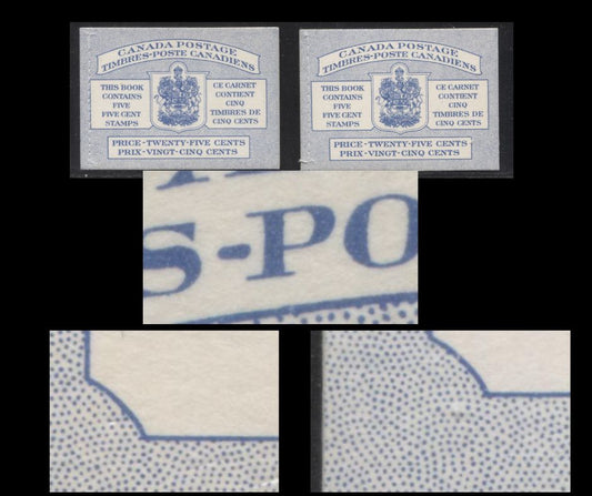 Canada #BK48bIIIhMi&Mii 1954 Wildlife Week Issue 2 Complete 25c Bilingual Stitched Booklets Containing 1 Pane of 5 + Label of the 5c Ultramarine Beaver, Both Covers IIIhMi and IIIhMii, Smooth Paper